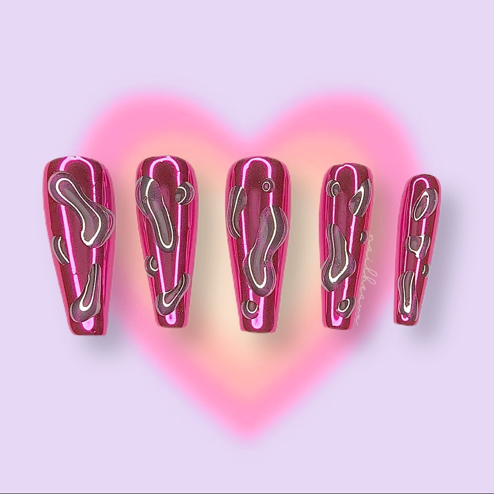 🛸💕 CHROME ON CHROME PRESS ON NAILS 💕🛸